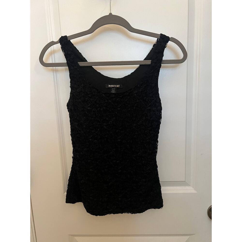 Paisley Sky Women's Floral Lace Sleeveless Black XS Top Y2K Witchy Whimsygoth